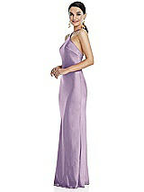 Side View Thumbnail - Pale Purple Diamond Halter Bias Maxi Slip Dress with Convertible Straps
