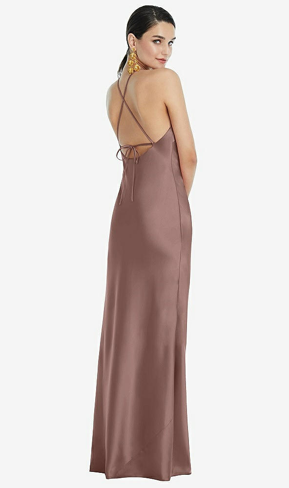 Back View - Sienna Diamond Halter Bias Maxi Slip Dress with Convertible Straps