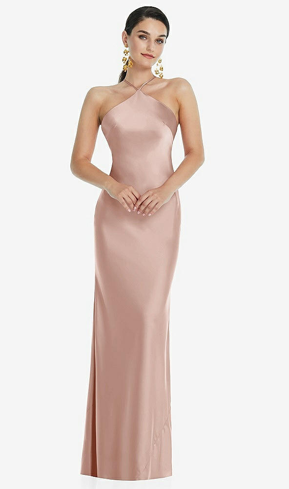 Front View - Toasted Sugar Diamond Halter Bias Maxi Slip Dress with Convertible Straps