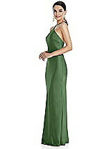 Side View Thumbnail - Vineyard Green Diamond Halter Bias Maxi Slip Dress with Convertible Straps
