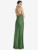 Rear View Thumbnail - Vineyard Green Diamond Halter Bias Maxi Slip Dress with Convertible Straps
