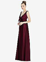 Front View Thumbnail - Cabernet Convertible Strap Empire Waist Satin Maxi Dress