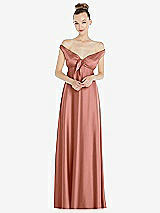 Alt View 2 Thumbnail - Desert Rose Convertible Strap Empire Waist Satin Maxi Dress