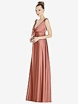 Front View Thumbnail - Desert Rose Convertible Strap Empire Waist Satin Maxi Dress