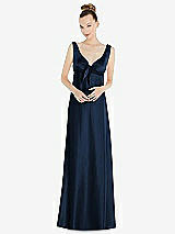 Alt View 1 Thumbnail - Midnight Navy Convertible Strap Empire Waist Satin Maxi Dress