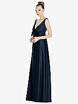 Front View Thumbnail - Midnight Navy Convertible Strap Empire Waist Satin Maxi Dress