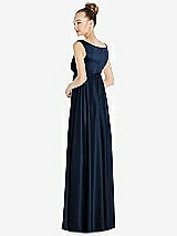 Rear View Thumbnail - Midnight Navy Convertible Strap Empire Waist Satin Maxi Dress