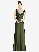 Alt View 1 Thumbnail - Olive Green Convertible Strap Empire Waist Satin Maxi Dress