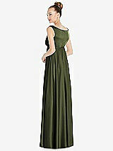 Rear View Thumbnail - Olive Green Convertible Strap Empire Waist Satin Maxi Dress