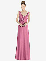 Alt View 1 Thumbnail - Orchid Pink Convertible Strap Empire Waist Satin Maxi Dress