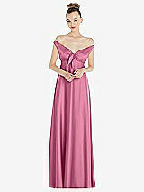 Alt View 2 Thumbnail - Orchid Pink Convertible Strap Empire Waist Satin Maxi Dress