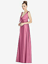 Front View Thumbnail - Orchid Pink Convertible Strap Empire Waist Satin Maxi Dress