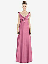 Side View Thumbnail - Orchid Pink Convertible Strap Empire Waist Satin Maxi Dress