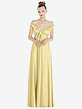 Alt View 2 Thumbnail - Pale Yellow Convertible Strap Empire Waist Satin Maxi Dress
