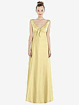 Side View Thumbnail - Pale Yellow Convertible Strap Empire Waist Satin Maxi Dress