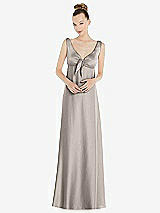 Alt View 1 Thumbnail - Taupe Convertible Strap Empire Waist Satin Maxi Dress
