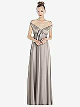 Alt View 2 Thumbnail - Taupe Convertible Strap Empire Waist Satin Maxi Dress