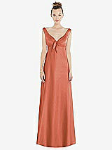 Side View Thumbnail - Terracotta Copper Convertible Strap Empire Waist Satin Maxi Dress