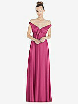 Alt View 2 Thumbnail - Tea Rose Convertible Strap Empire Waist Satin Maxi Dress