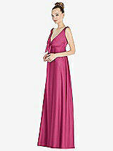 Front View Thumbnail - Tea Rose Convertible Strap Empire Waist Satin Maxi Dress