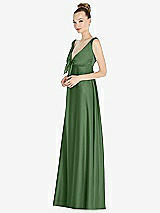 Front View Thumbnail - Vineyard Green Convertible Strap Empire Waist Satin Maxi Dress