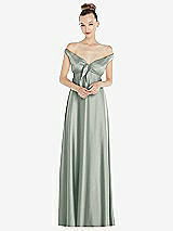 Alt View 2 Thumbnail - Willow Green Convertible Strap Empire Waist Satin Maxi Dress