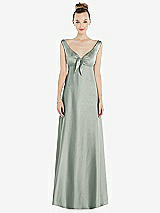 Side View Thumbnail - Willow Green Convertible Strap Empire Waist Satin Maxi Dress