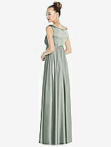 Rear View Thumbnail - Willow Green Convertible Strap Empire Waist Satin Maxi Dress