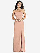 Front View Thumbnail - Pale Peach Strapless Scoop Back Maxi Dress with Front Slit