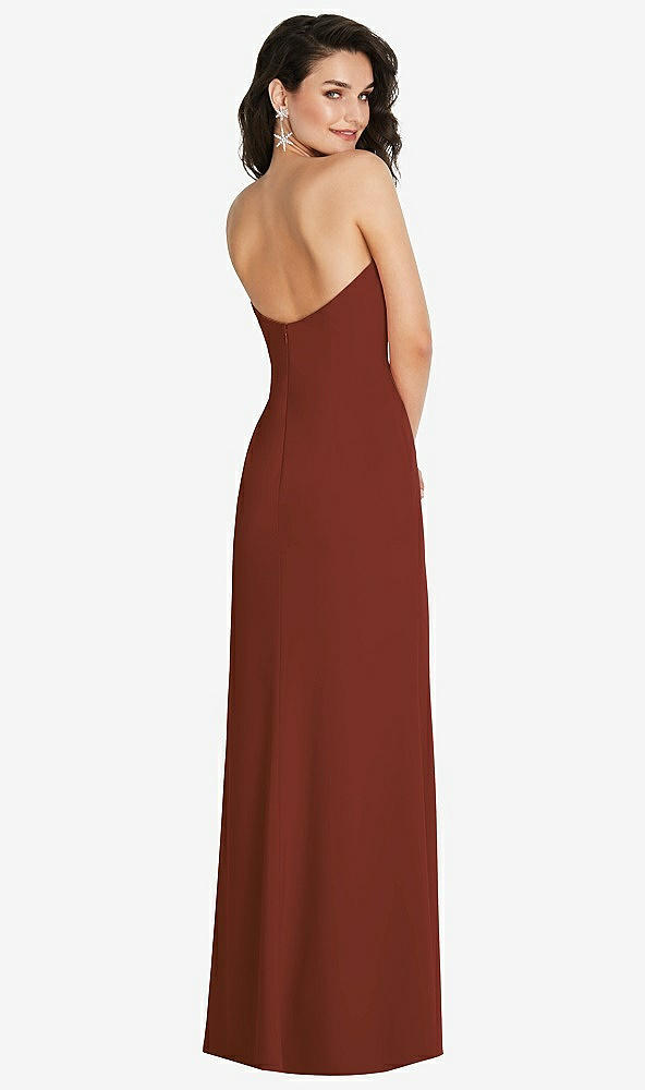 Back View - Auburn Moon Strapless Scoop Back Maxi Dress with Front Slit