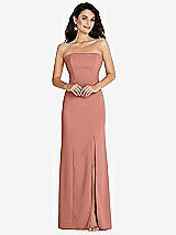 Front View Thumbnail - Desert Rose Strapless Scoop Back Maxi Dress with Front Slit