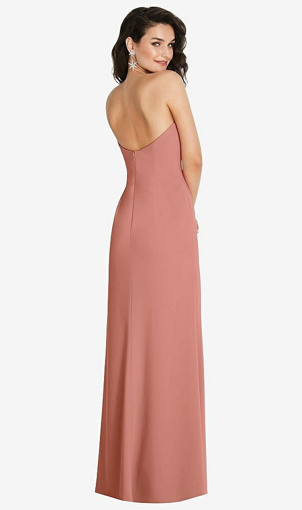 Back View - Desert Rose Strapless Scoop Back Maxi Dress with Front Slit