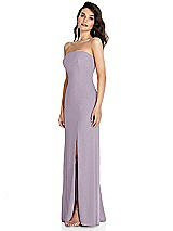 Side View Thumbnail - Lilac Haze Strapless Scoop Back Maxi Dress with Front Slit