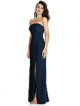 Side View Thumbnail - Midnight Navy Strapless Scoop Back Maxi Dress with Front Slit