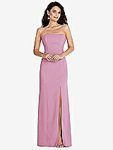 Front View Thumbnail - Powder Pink Strapless Scoop Back Maxi Dress with Front Slit