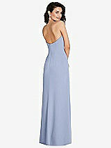 Rear View Thumbnail - Sky Blue Strapless Scoop Back Maxi Dress with Front Slit