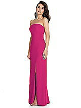 Side View Thumbnail - Think Pink Strapless Scoop Back Maxi Dress with Front Slit