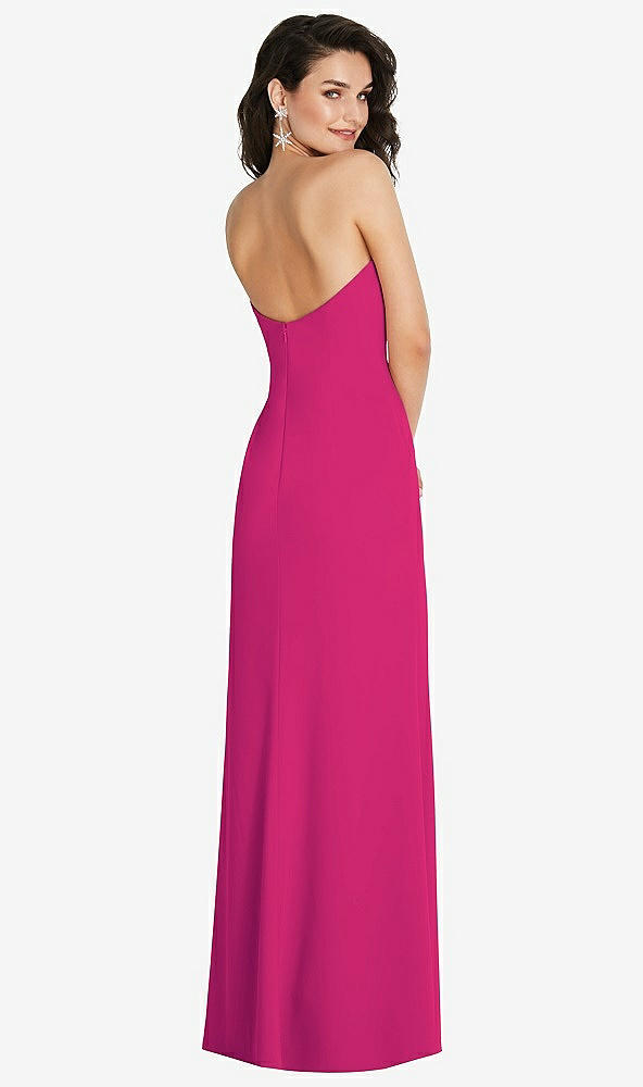 Back View - Think Pink Strapless Scoop Back Maxi Dress with Front Slit
