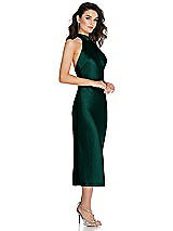 Side View Thumbnail - Evergreen Scarf Tie High-Neck Halter Midi Slip Dress