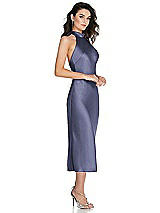 Side View Thumbnail - French Blue Scarf Tie High-Neck Halter Midi Slip Dress