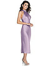 Side View Thumbnail - Pale Purple Scarf Tie High-Neck Halter Midi Slip Dress
