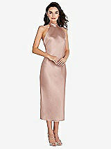 Front View Thumbnail - Toasted Sugar Scarf Tie High-Neck Halter Midi Slip Dress