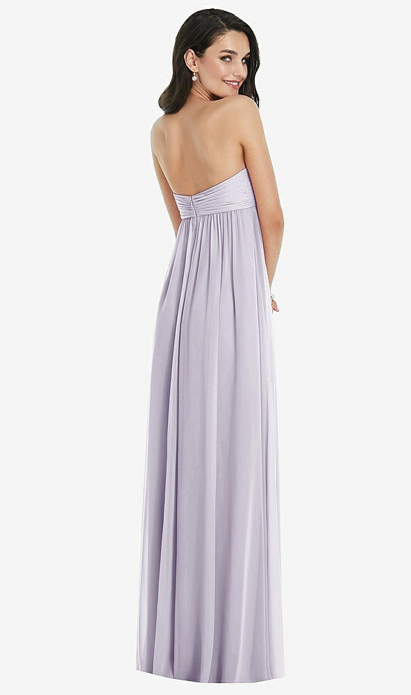 Back View - Moondance Twist Shirred Strapless Empire Waist Gown with Optional Straps