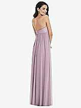Rear View Thumbnail - Suede Rose Twist Shirred Strapless Empire Waist Gown with Optional Straps
