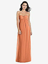 Front View Thumbnail - Sweet Melon Twist Shirred Strapless Empire Waist Gown with Optional Straps