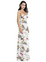 Side View Thumbnail - Butterfly Botanica Ivory Twist Shirred Strapless Empire Waist Gown with Optional Straps