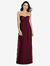 Front View Thumbnail - Cabernet Twist Shirred Strapless Empire Waist Gown with Optional Straps