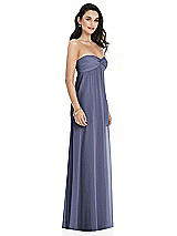 Side View Thumbnail - French Blue Twist Shirred Strapless Empire Waist Gown with Optional Straps