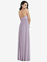 Rear View Thumbnail - Lilac Haze Twist Shirred Strapless Empire Waist Gown with Optional Straps