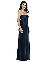 Side View Thumbnail - Midnight Navy Twist Shirred Strapless Empire Waist Gown with Optional Straps